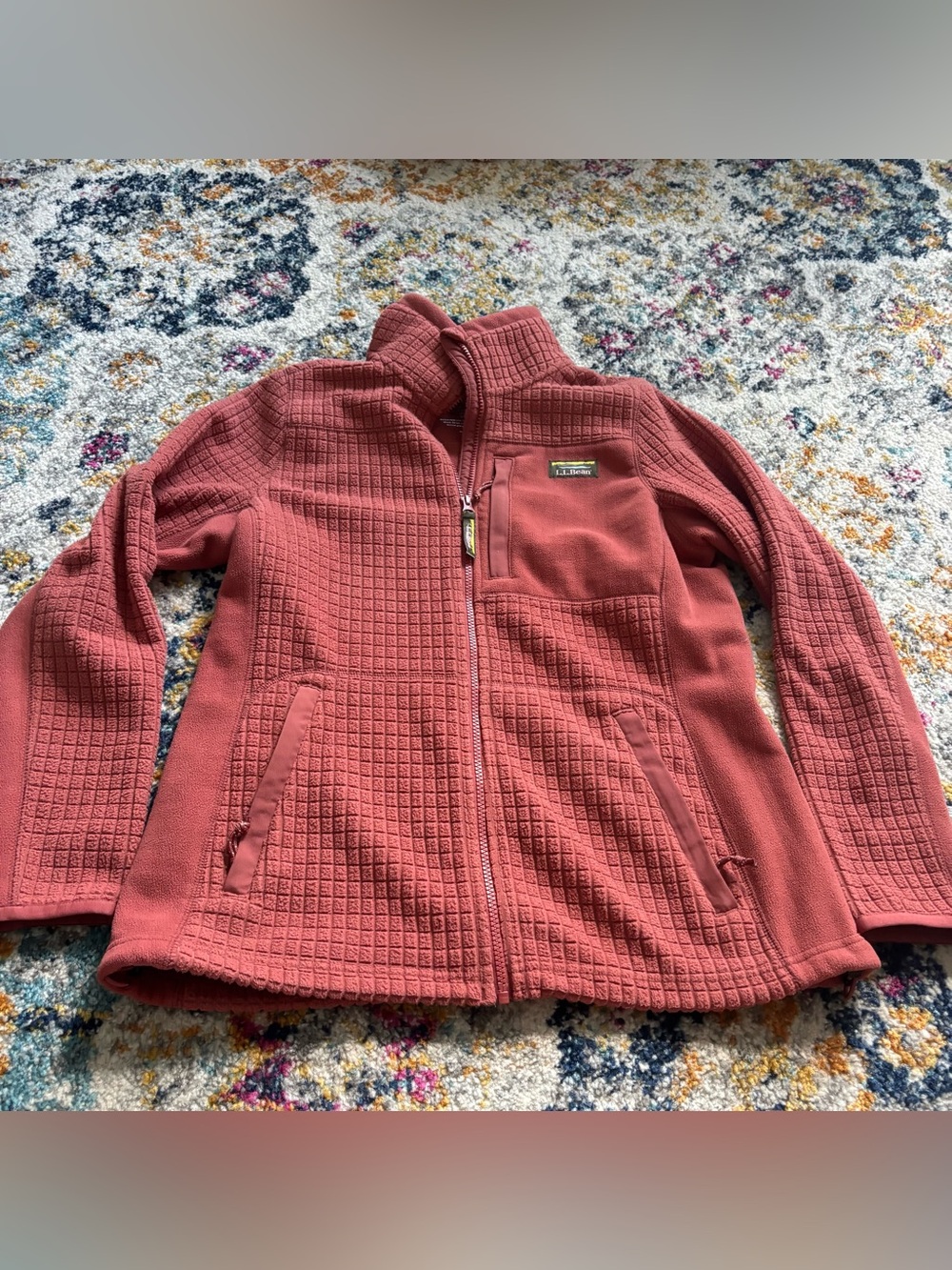 L.L. Bean Women's Rose Taupe Zip-Up Textured Fleece Jacket